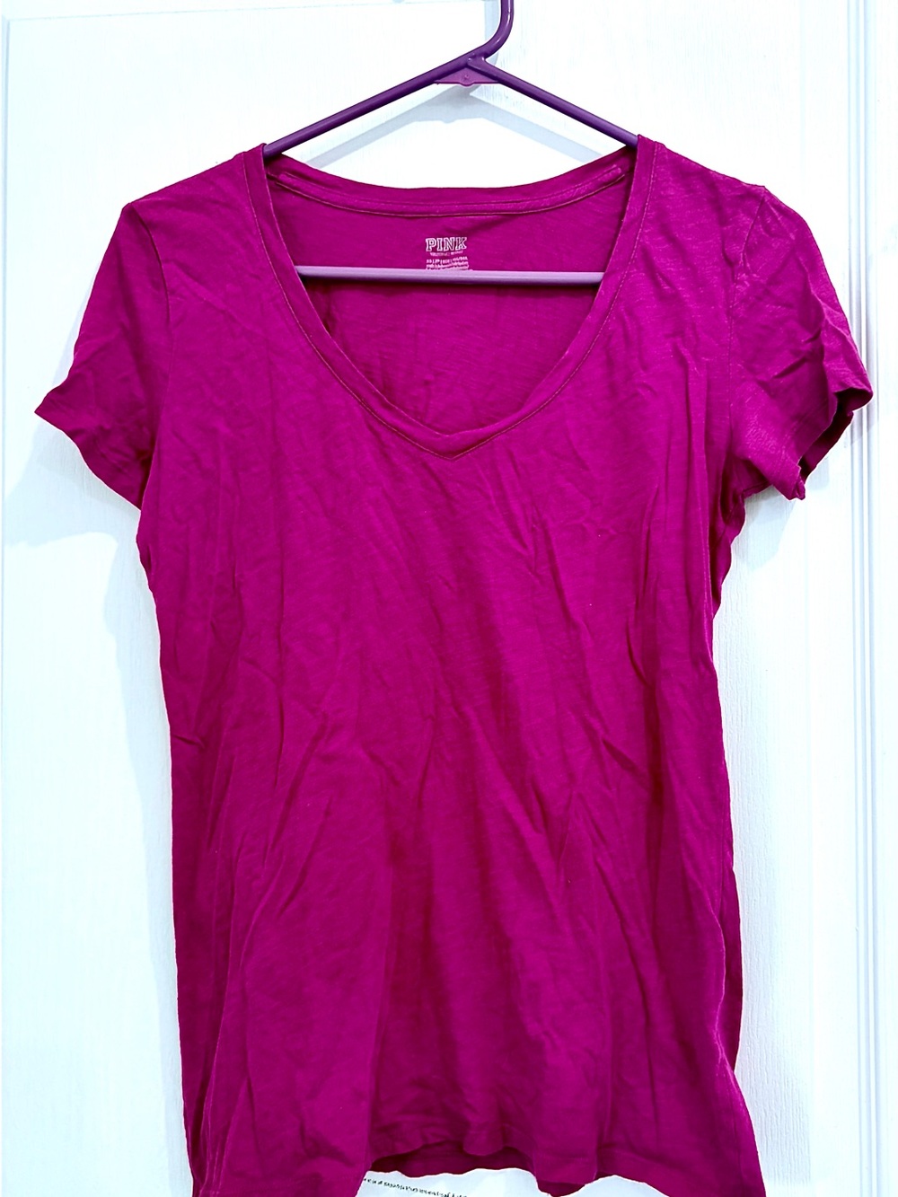 Victoria's Secret PINK Magenta V-Neck Short Sleeve Tee